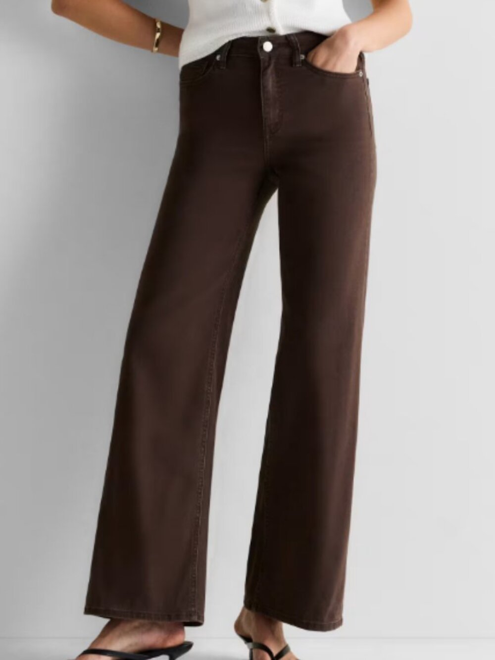Quince Bella Stretch Wide Leg Jeans Coffee Bean Brown - 26/28